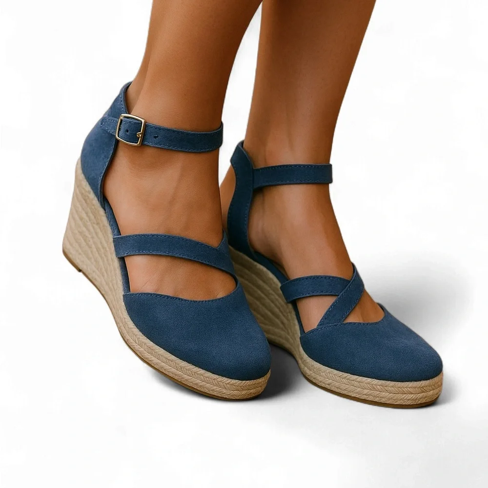 B.o.c Women's Denim Espadrilles Wedge Sandals